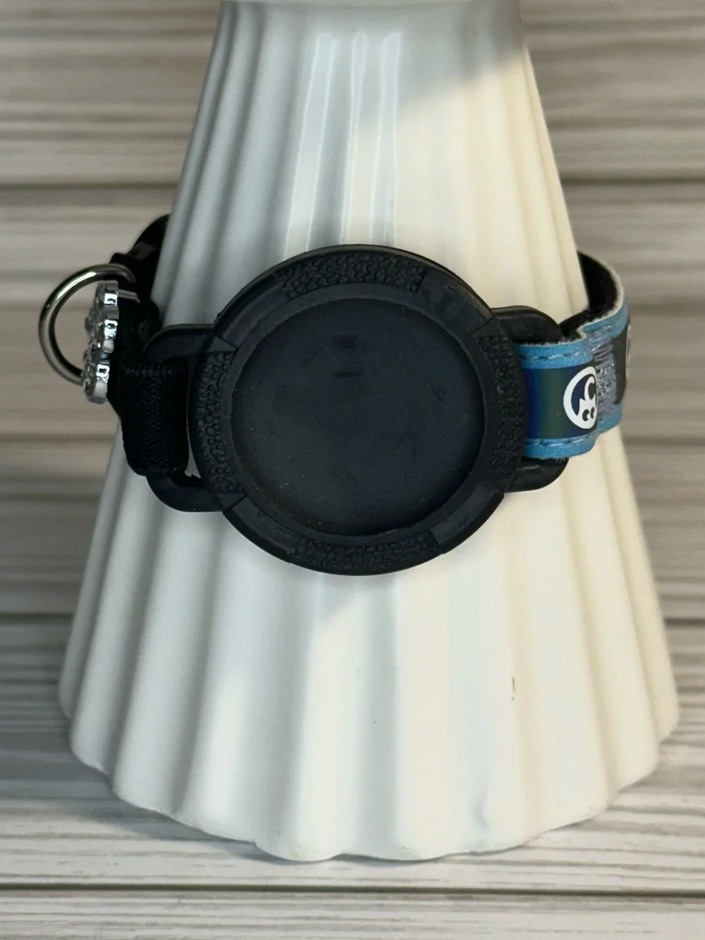 Reflective AirTag Holder Cat Collar With Rhinestone Paw Print Size XS Blue